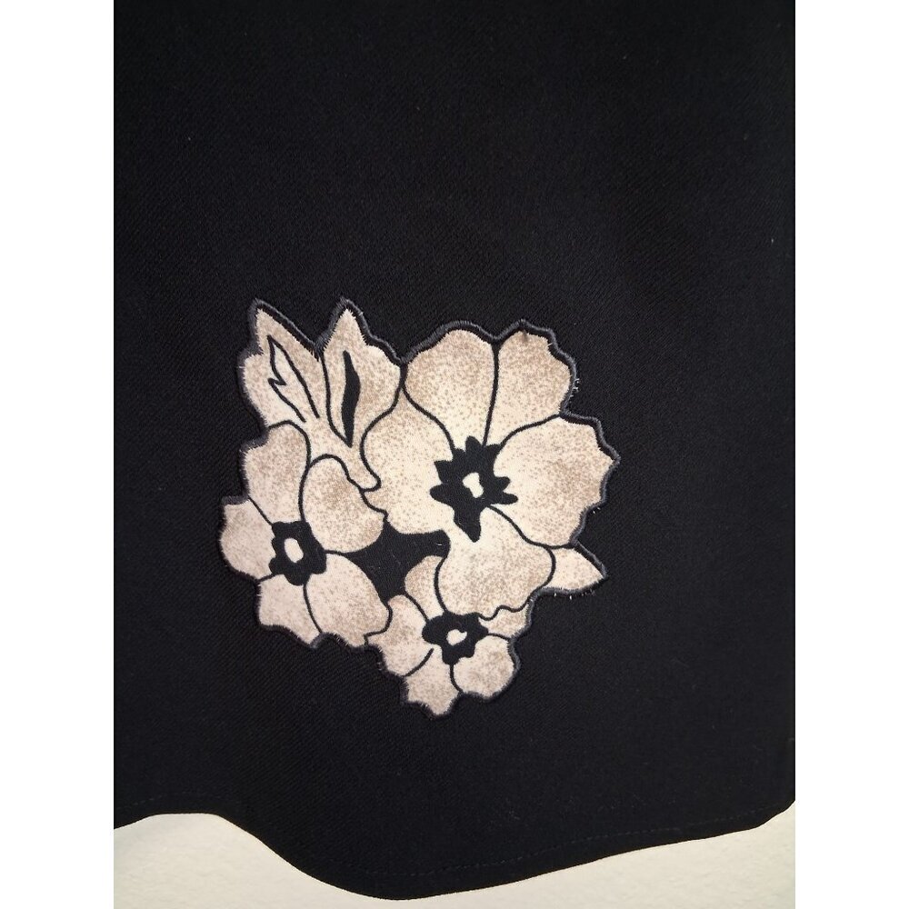 Studio I Blouse Business Casual Floral Applique Granny Office Black Size 14P